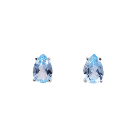 Pear Shaped Blue Topaz Studs (Clawset)