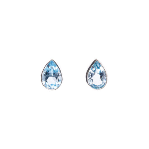 VT PEAR SHAPED BLUE TOPAZ STUDS (CASED)
