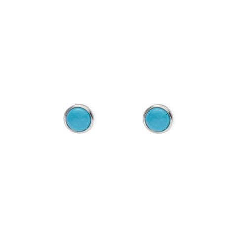 VT CASED ROUND NATURAL TURQUOISE STUDS