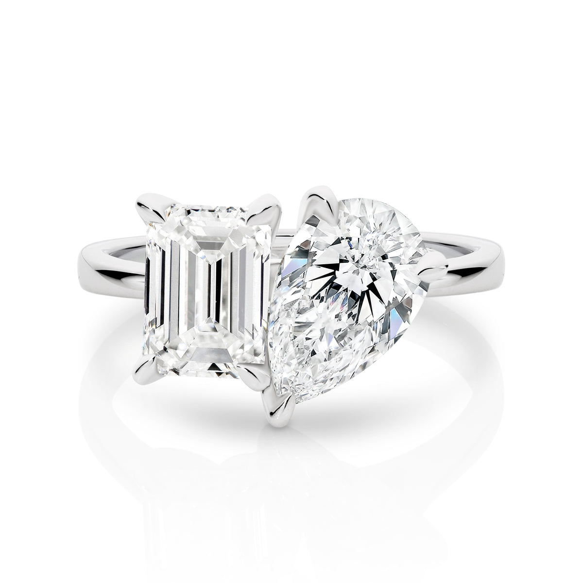 Toi Et Moi Pear & Emerald Lab Grown Diamond Engagement Ring