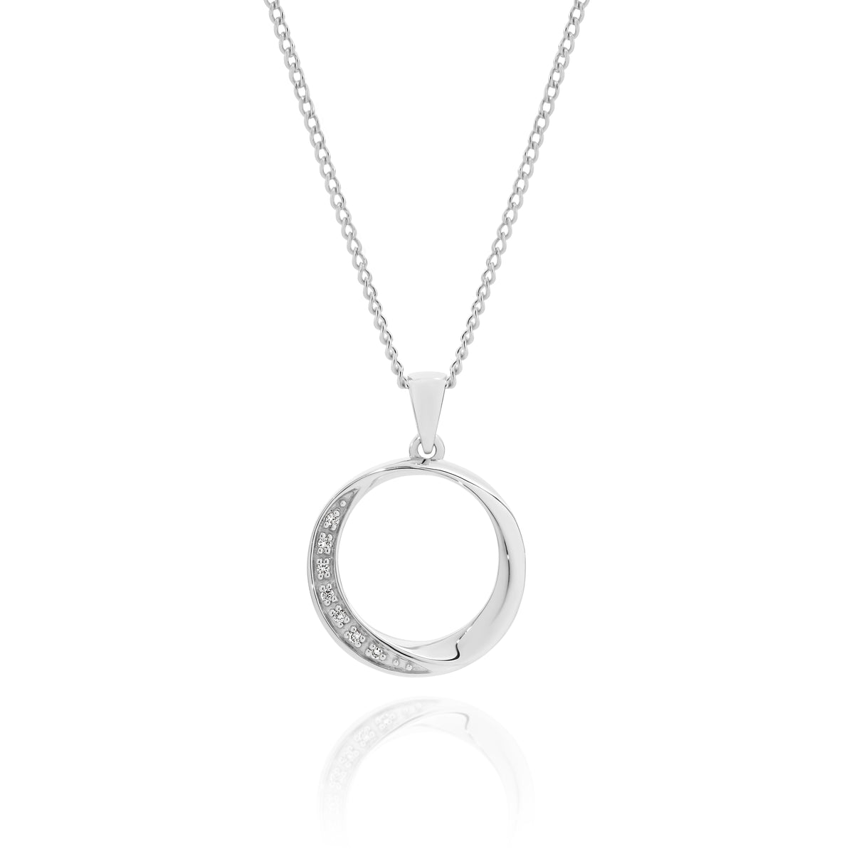 9ct White Gold Diamond circle pendant 0.02ct