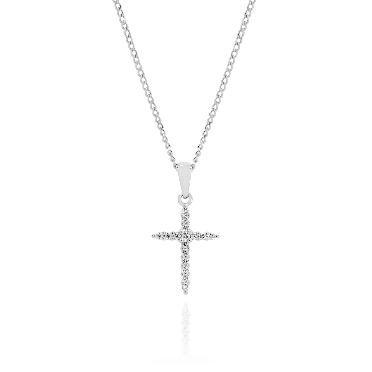9ct White Gold Diamond Cross Pendant