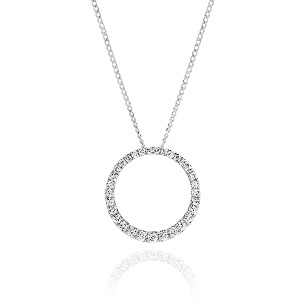 9ct White Gold Full Set Diamond Circle Pendant