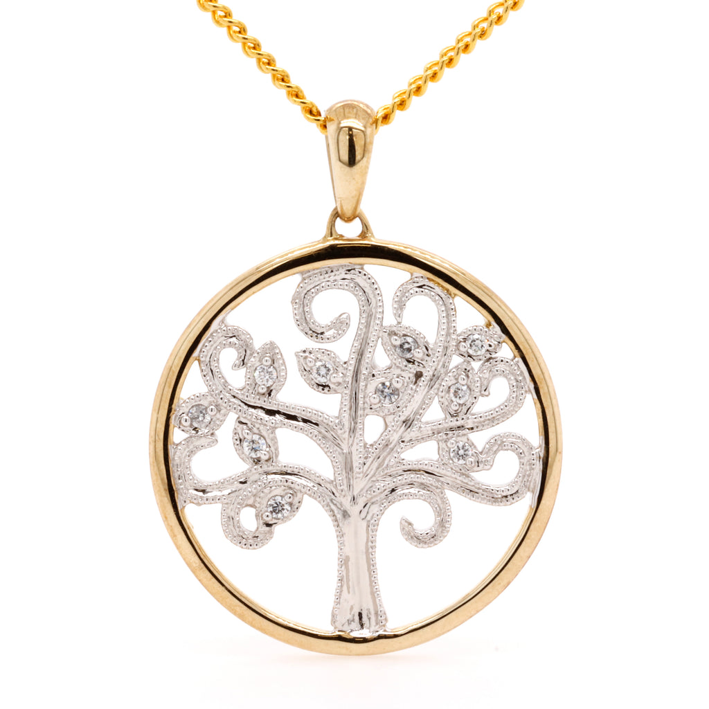 Yellow and White Gold Tree Of Life Pendant