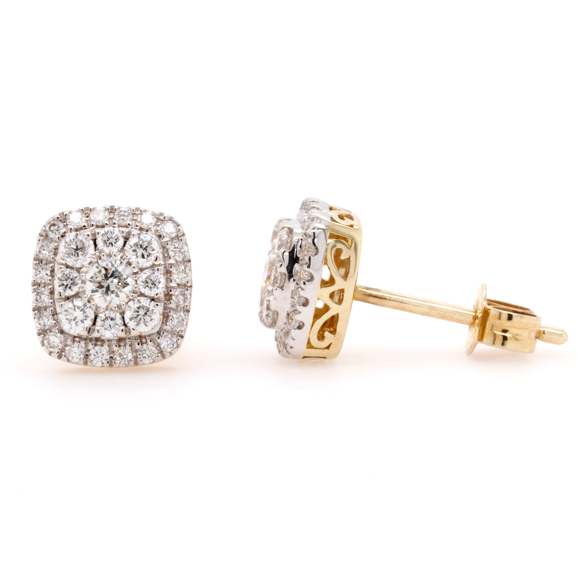 Yellow Gold Diamond Cluster Earrings 0.51ct
