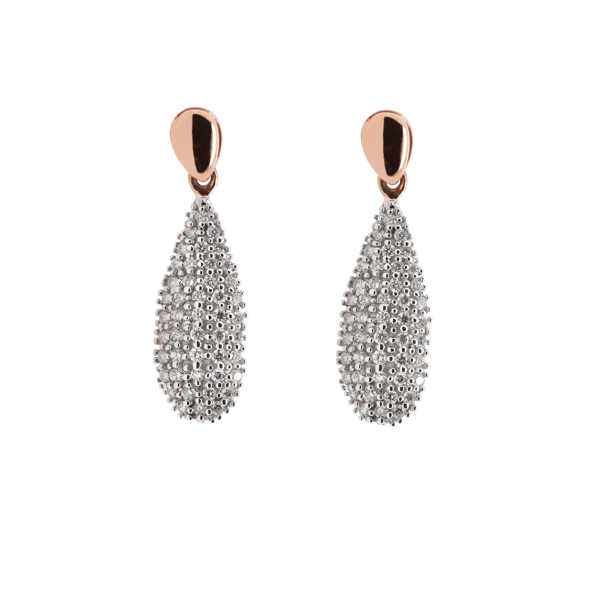 Pave diamond set drops Rose Gold - Duffs Jewellers