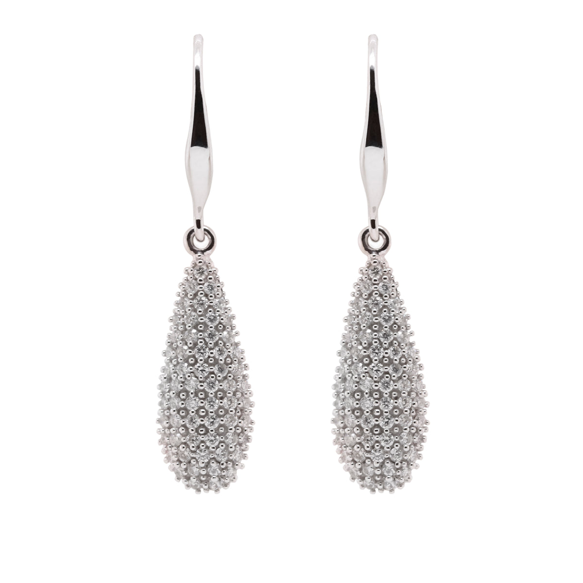 Pave diamond set drops White Gold - Duffs Jewellers