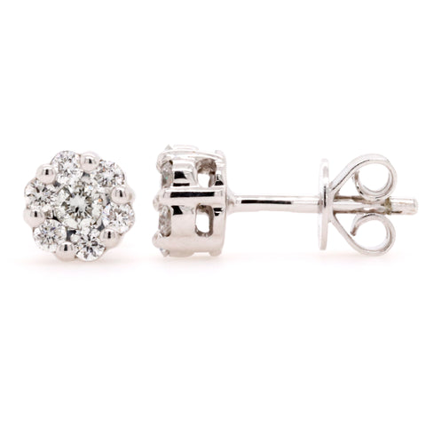 Cluster Stud Earrings with 0.33 Carat Total Weight of Diamonds in 9ct White Gold - Duffs Jewellers