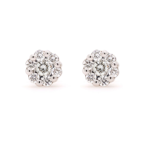 Cluster Stud Earrings with 0.33 Carat Total Weight of Diamonds in 9ct White Gold - Duffs Jewellers