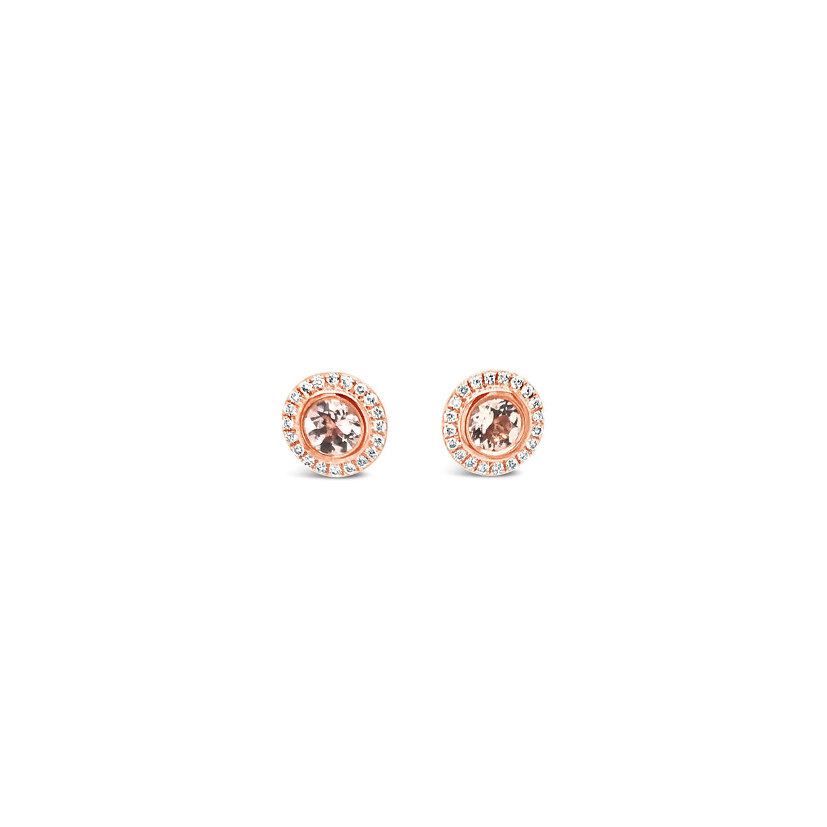 Morganite and diamond halo earrings - Duffs Jewellers