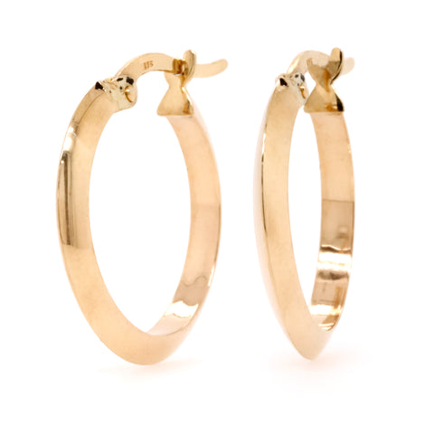 9ct Yellow Gold Medium Tapered Hoop Earrings - Duffs Jewellers