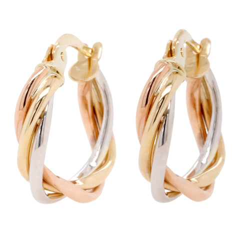 9ct Yellow White And Rose Gold Earrings - Duffs Jewellers