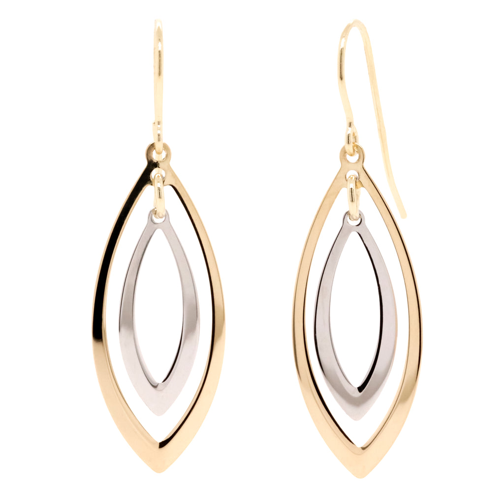 9ct Yellow And White Gold Drop Earrings - Duffs Jewellers