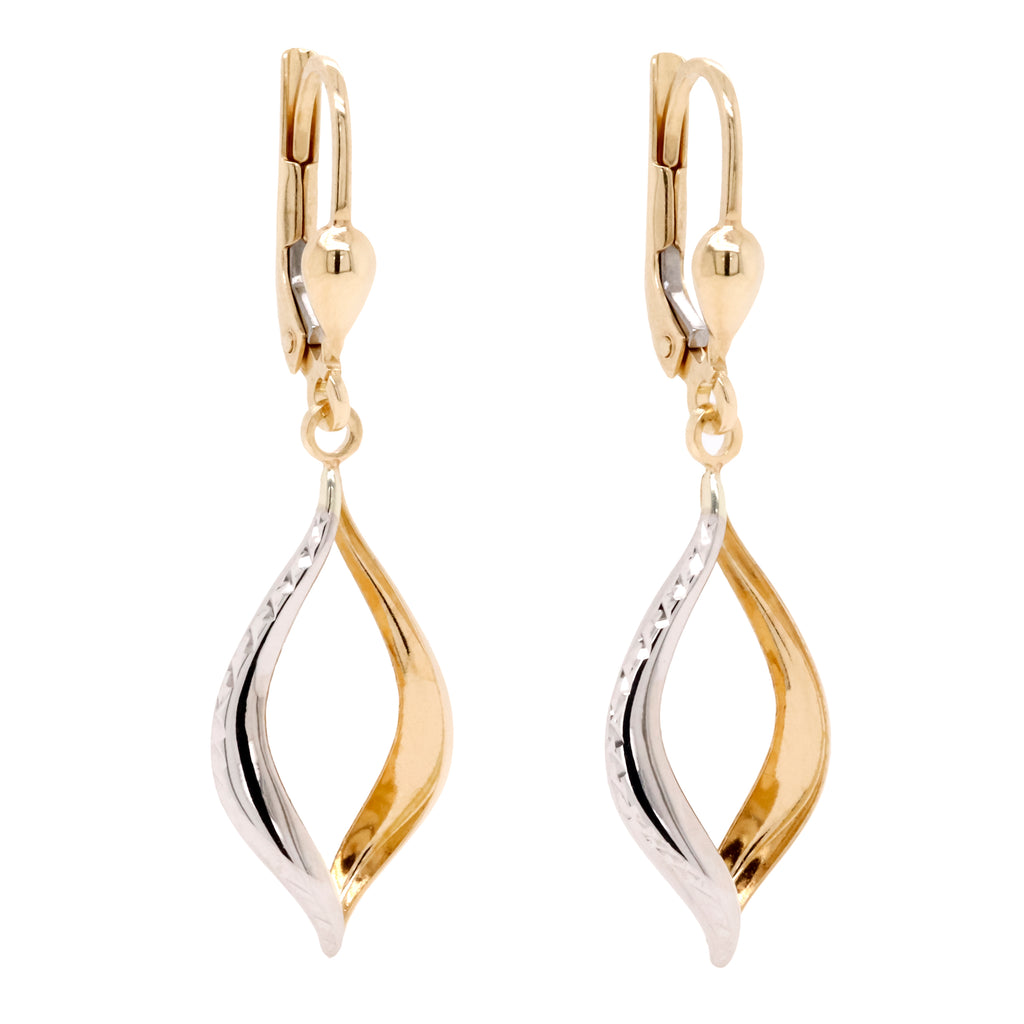 9ct Yellow And White Gold Drop Earrings - Duffs Jewellers