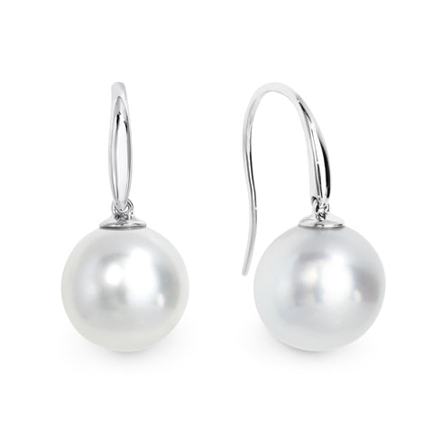 White gold South Seas pearl drop earrings - Duffs Jewellers