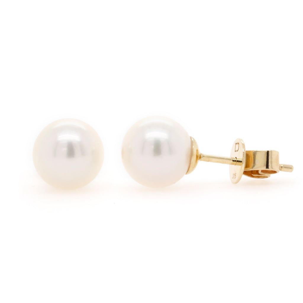 8.0mm - 8.5mm White Akoya Pearl Stud Earrings - Duffs Jewellers