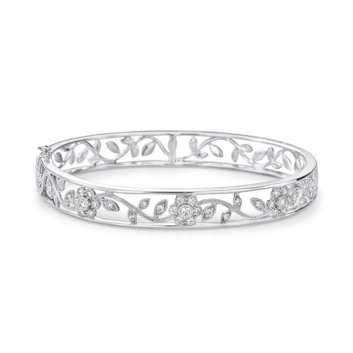 White gold diamond filigree bangle - Duffs Jewellers