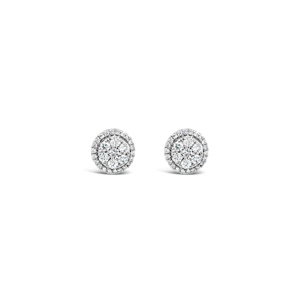 Round diamond halo earrings 0.52ct - Duffs Jewellers