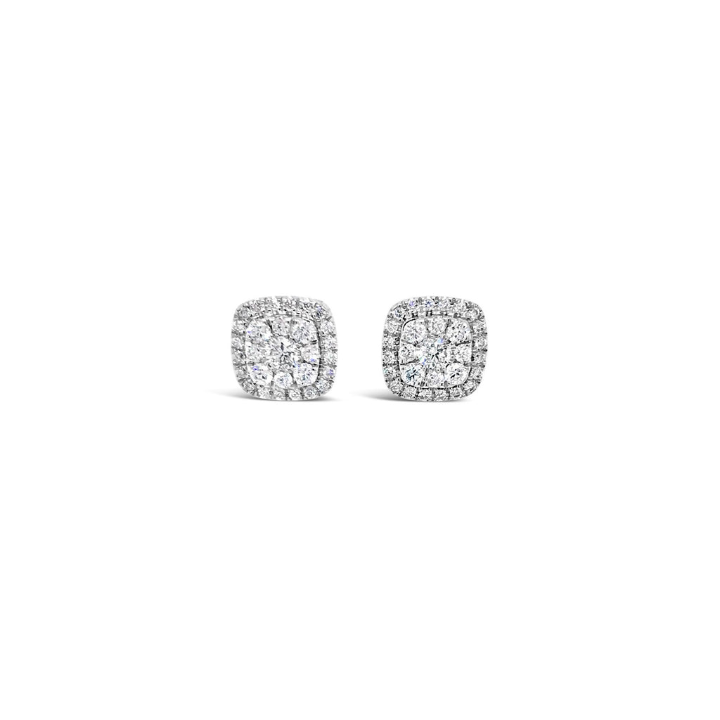 Cushion shaped diamond cluster earrings. 0.34ct - Duffs Jewellers