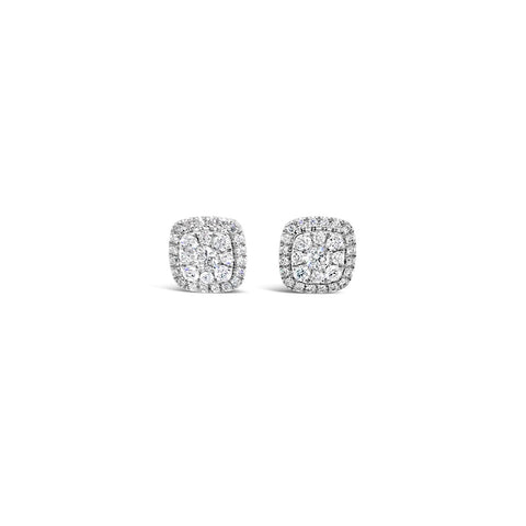 Cushion shaped diamond cluster earrings. 0.34ct - Duffs Jewellers