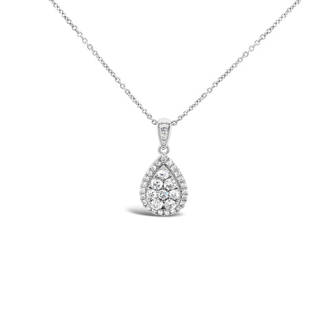 White gold pear shape diamond cluster pendand - Duffs Jewellers