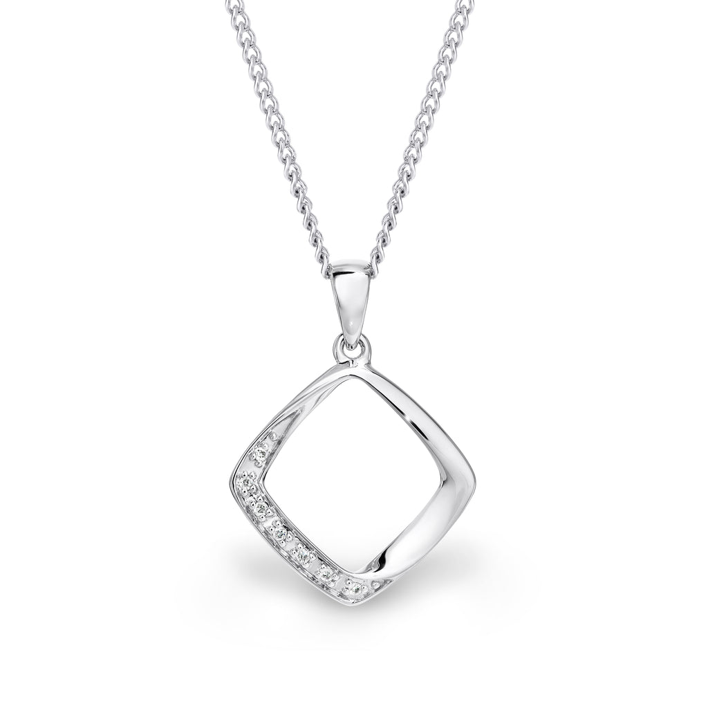 9ct white gold open square pendant - Duffs Jewellers