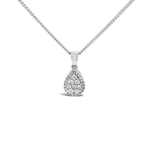 Pear shape diamond cluster pendant 0.26ct - Duffs Jewellers