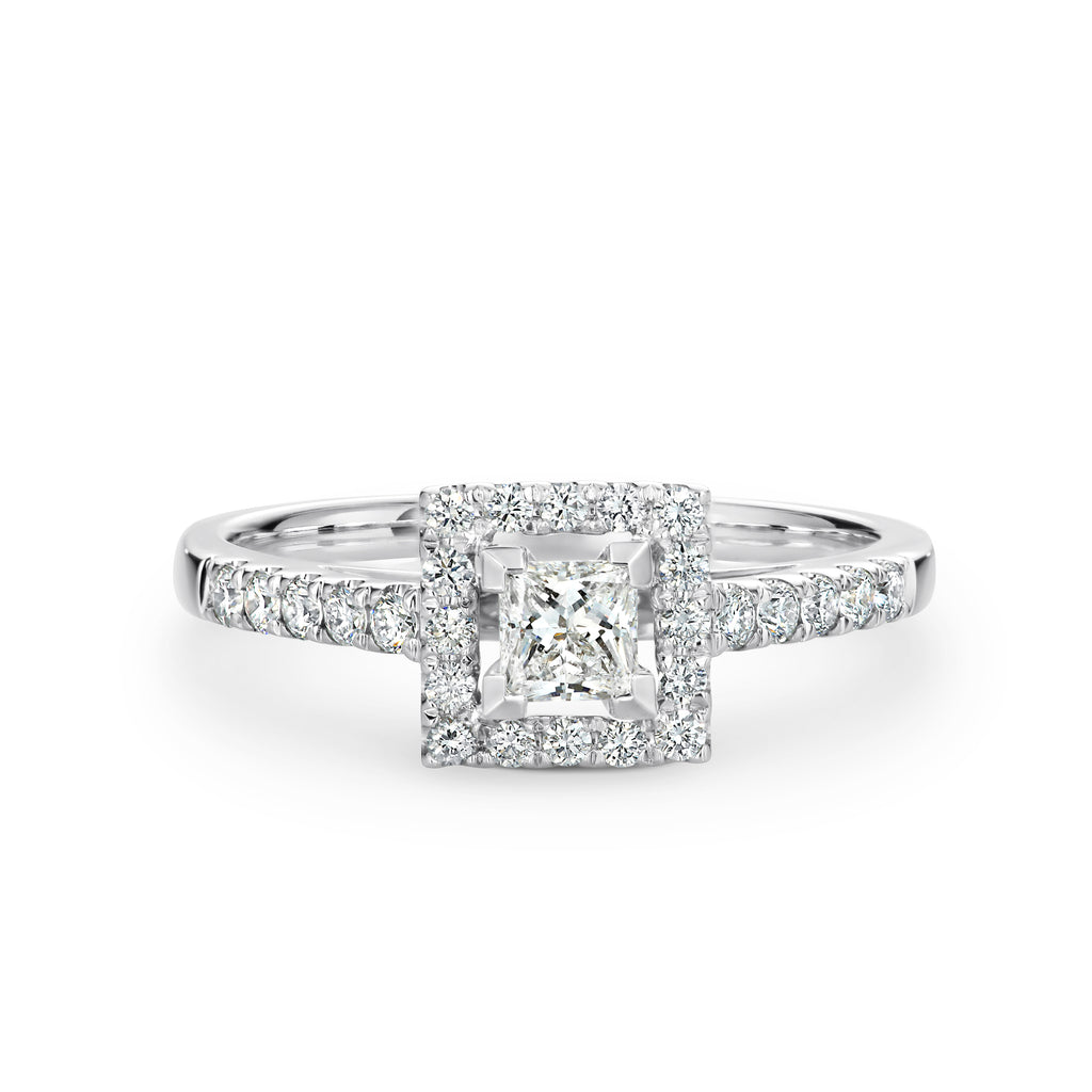 Princess Cut Diamond Halo Ring 0.62ct TDW - Duffs Jewellers