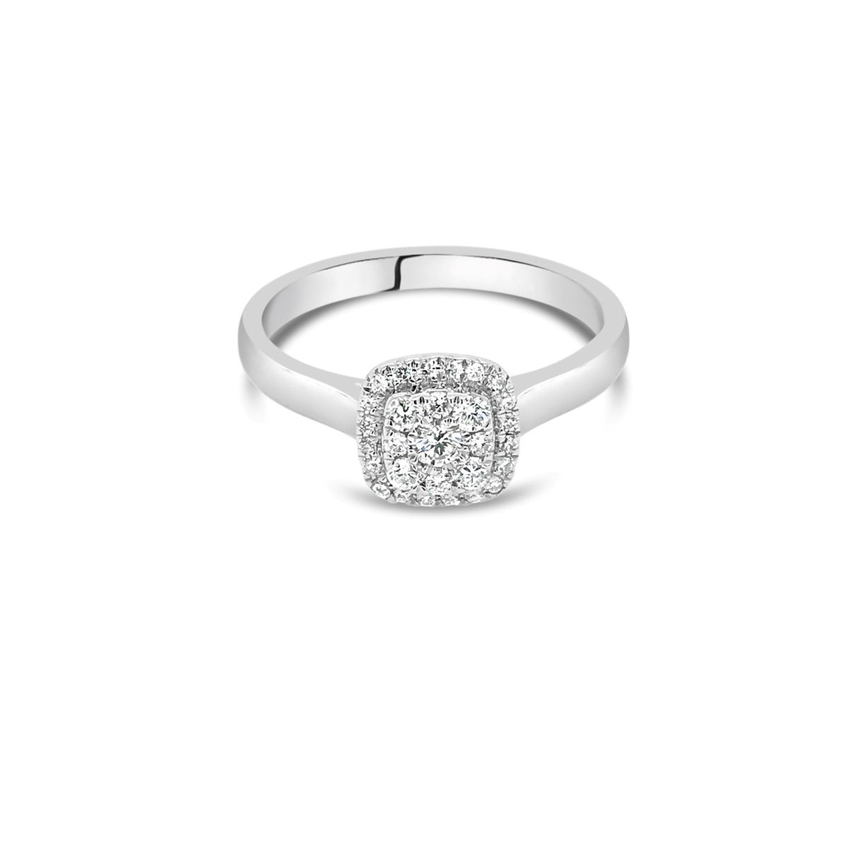 White gold cushion diamond cluster ring 0.25ct - Duffs Jewellers