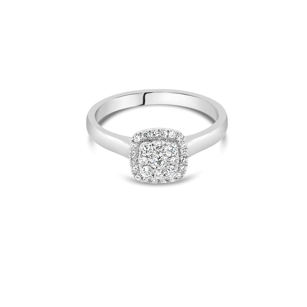 White gold cushion diamond cluster ring 0.25ct - Duffs Jewellers