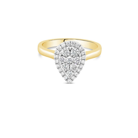 Yellow gold pear diamond cluster ring 0.50ct - Duffs Jewellers