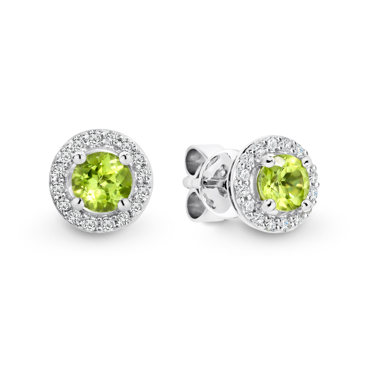 9ct white gold peridot and diamond earrings - Duffs Jewellers