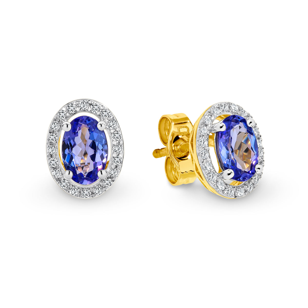 9CT Yellow Gold Tanzanite and Diamond Earrings - Duffs Jewellers