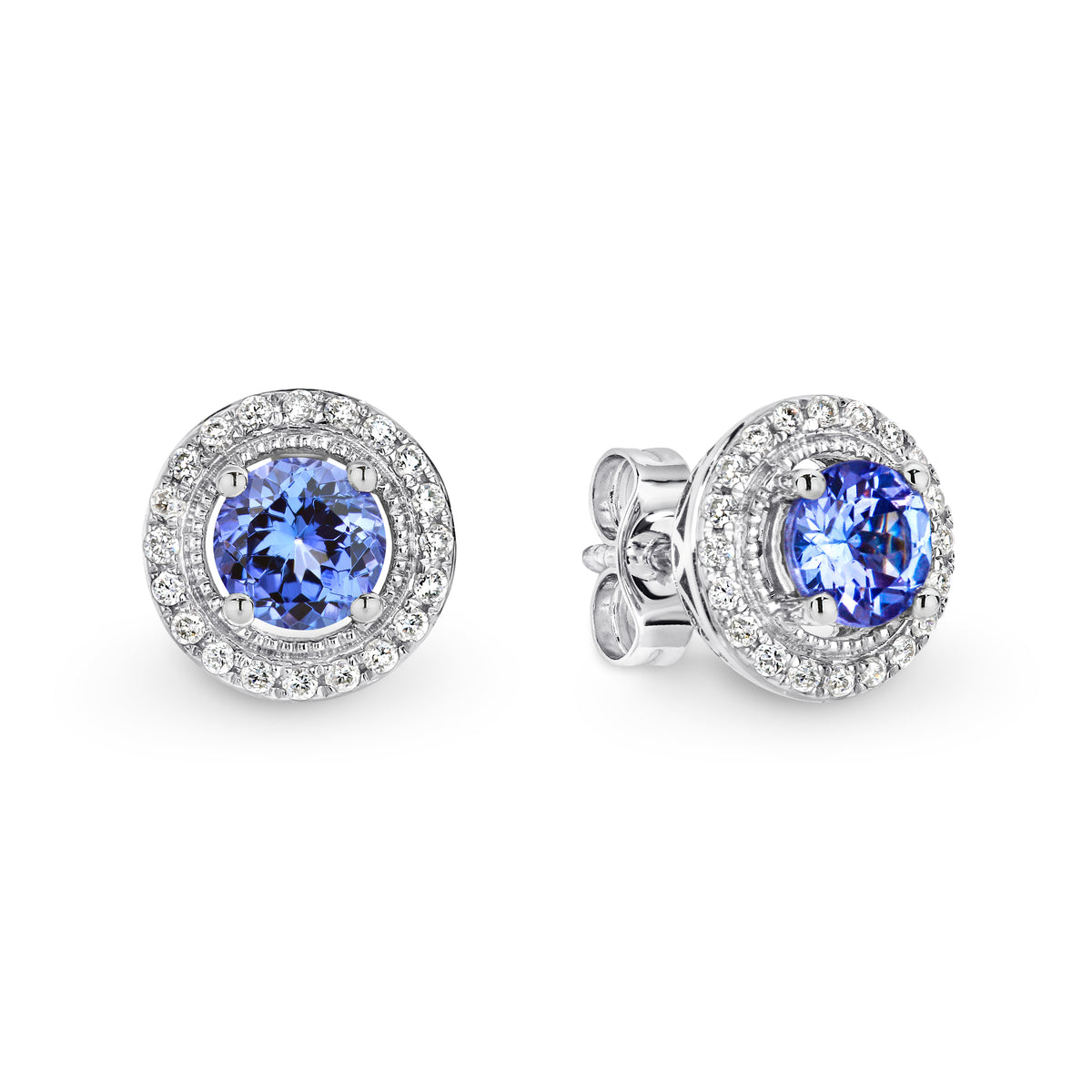 9CT White Gold Tanzanite and Diamond Earrings - Duffs Jewellers