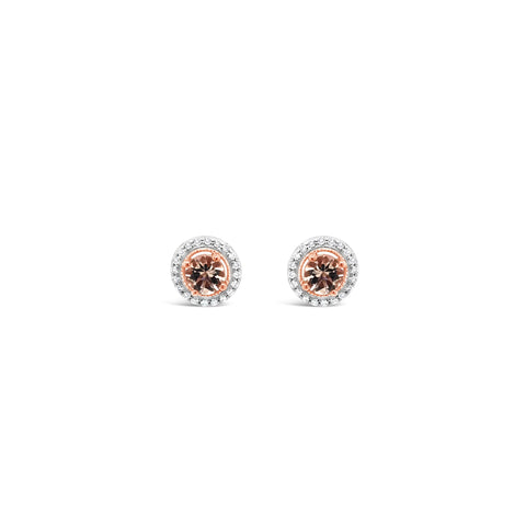 Morganite and diamond halo earrings - Duffs Jewellers