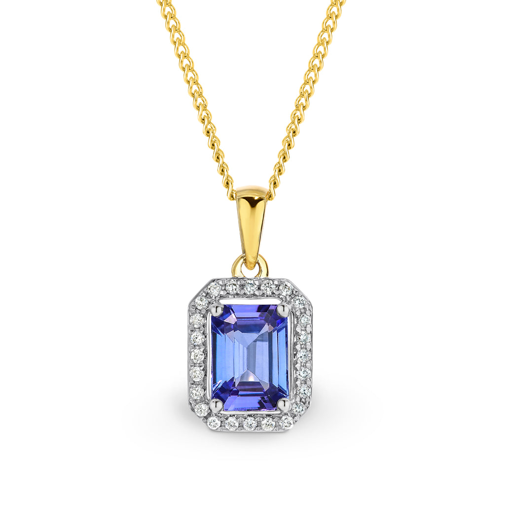 9CT Yellow Gold Tanzanite and Diamond Pendant. - Duffs Jewellers