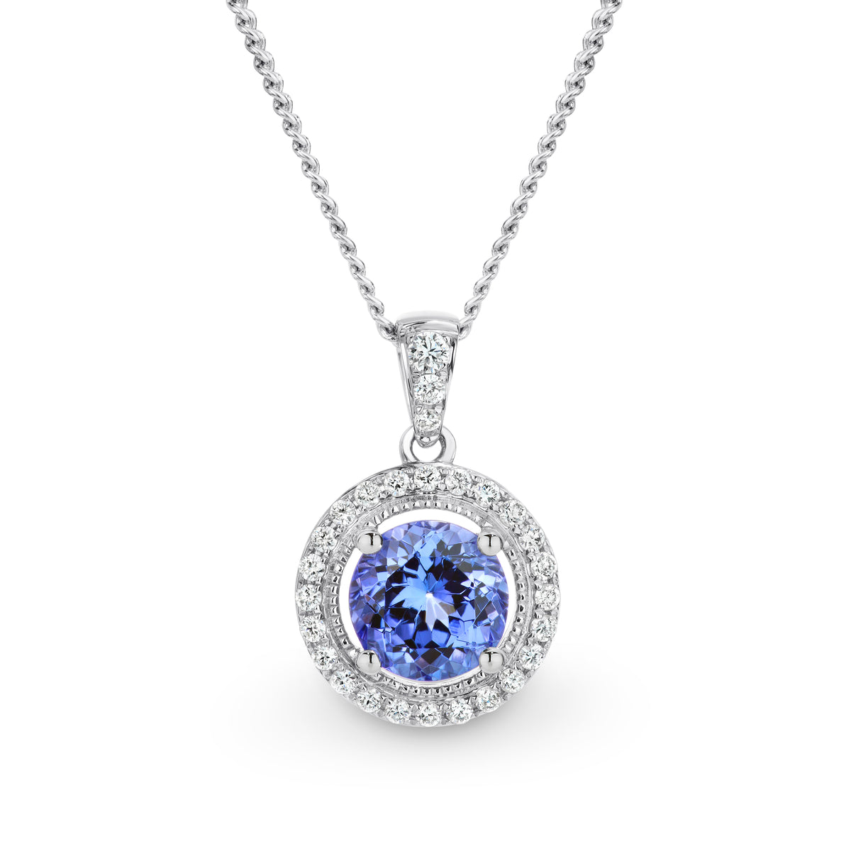 9CT White Gold Tanzanite and Diamond Pendant - Duffs Jewellers