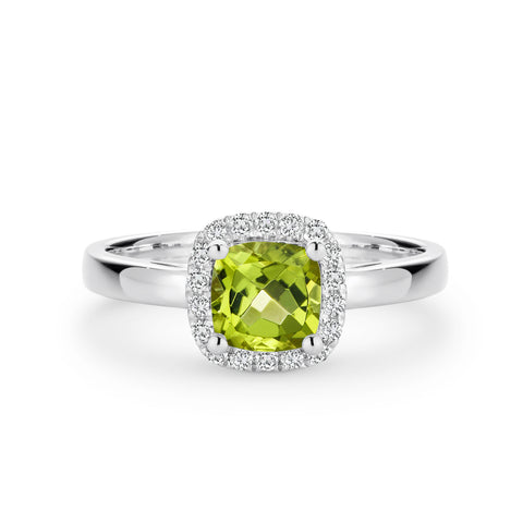 9CT White Gold Peridot and Diamond Ring - Duffs Jewellers
