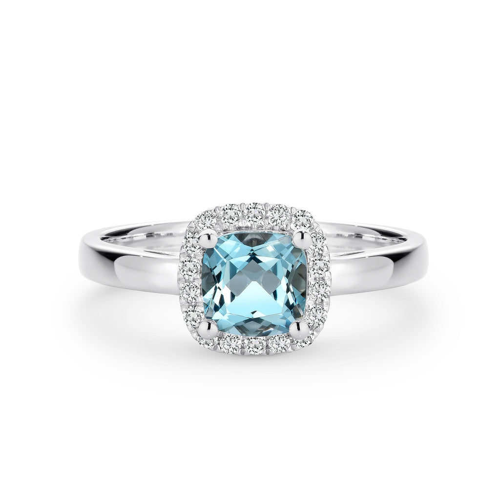 White gold Aquamarine and diamond ring - Duffs Jewellers