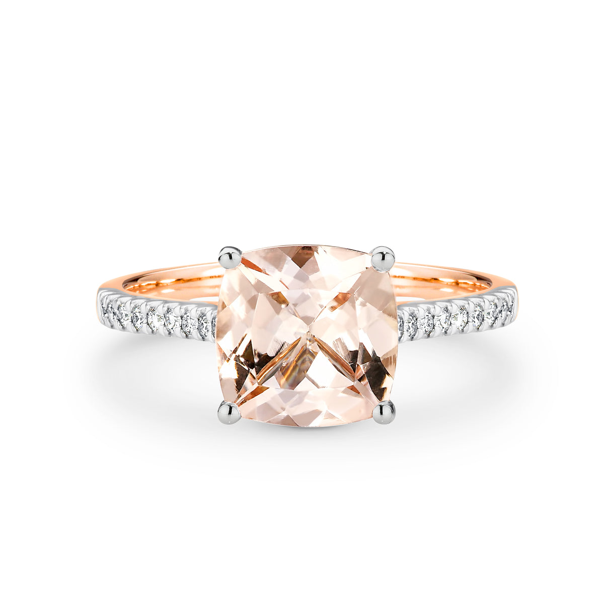 Cushion Cut Morganite and Diamond Ring - Duffs Jewellers