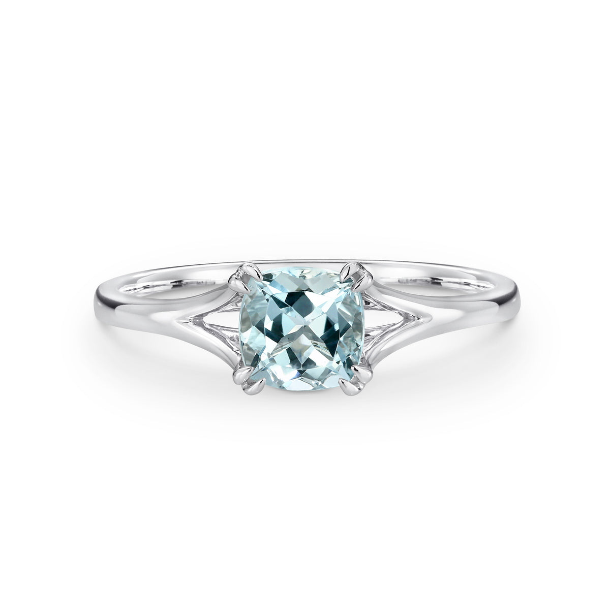 White Gold Cushion Cut Aquamarine Ring - Duffs Jewellers