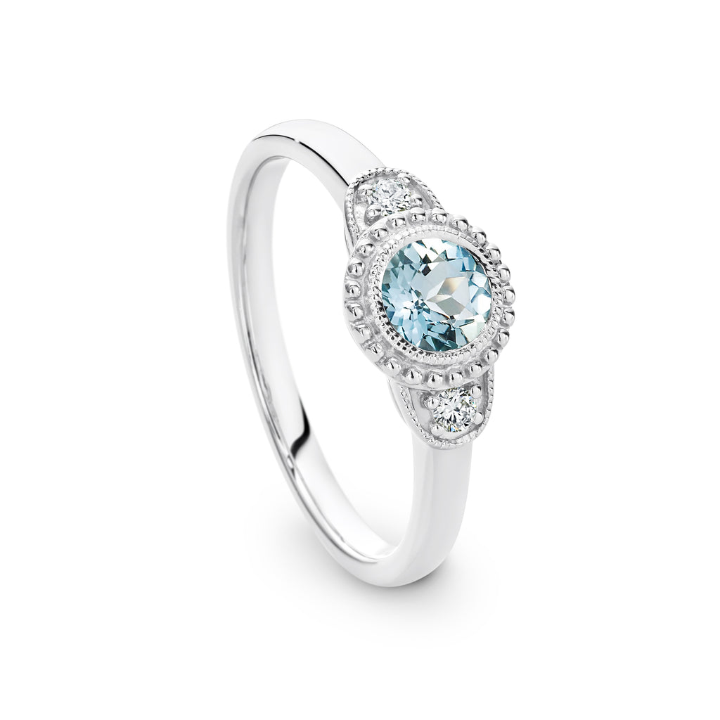 9ct White gold Aquamarine and Diamond ring - Duffs Jewellers