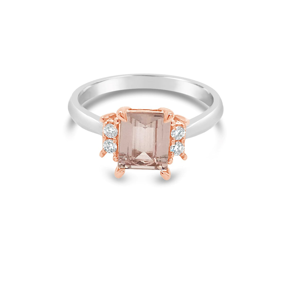 White & Rose gold Morganite & Diamond Ring - Duffs Jewellers