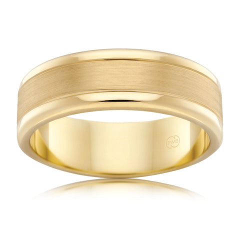 9ct Yellow Gold 7mm Faceted Wedding Ring - Duffs Jewellers