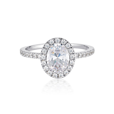 Georgini Sterling Silver Oval Halo Ring - Duffs Jewellers