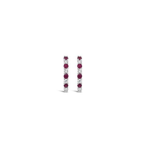 White gold diamond and ruby hoops - Duffs Jewellers