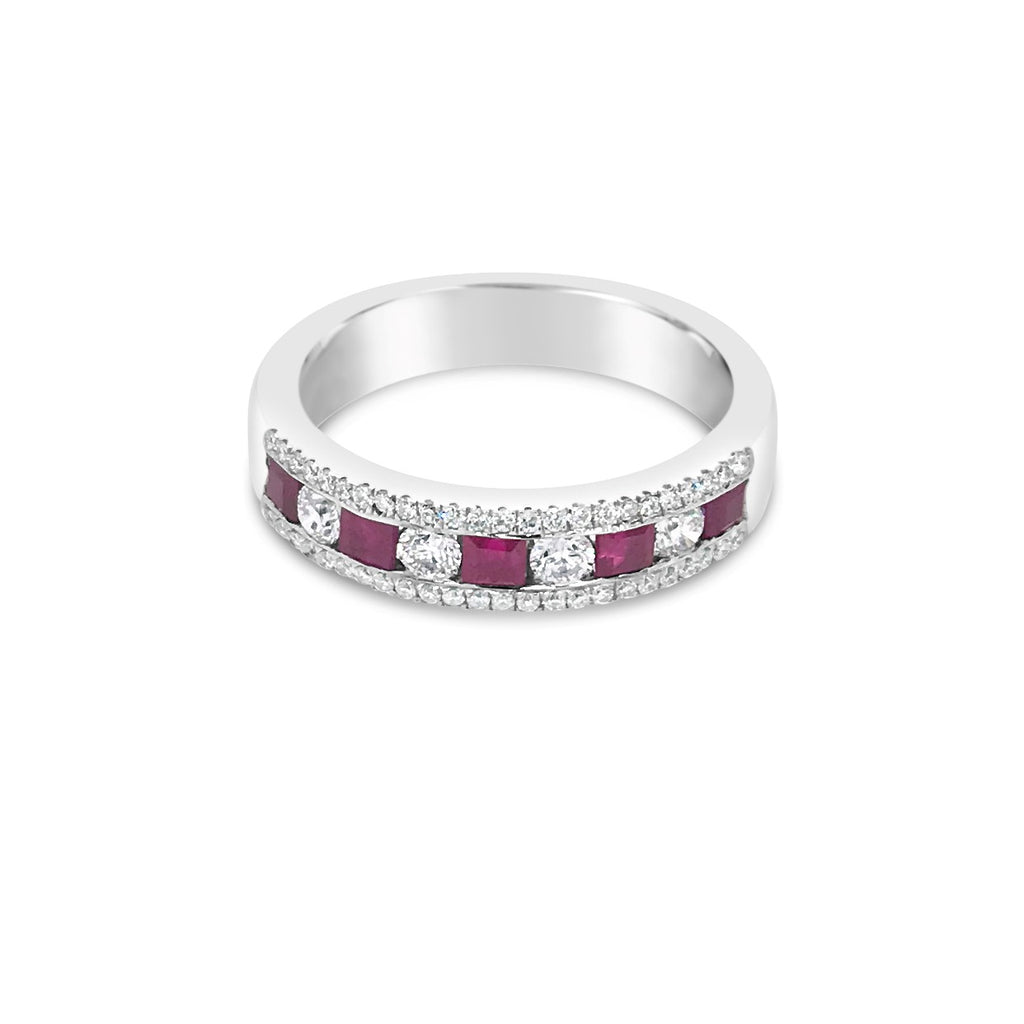 White gold Ruby and Diamond band - Duffs Jewellers