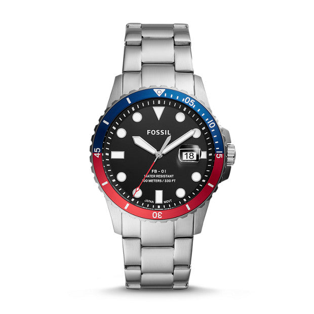 Fossil Fb-01 Silver-Tone Analogue Watch - Duffs Jewellers