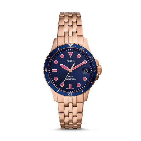Fossil FB-01 Rose Gold-Tone Analogue Watch - Duffs Jewellers