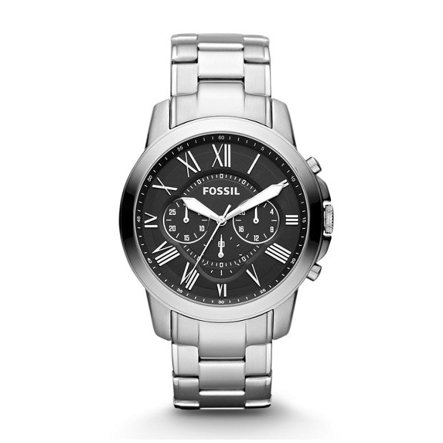 Fossil GRANT Silver-Tone Chronograph Watch - Duffs Jewellers